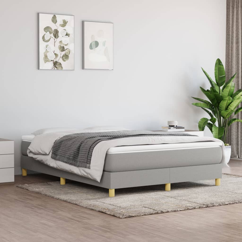 Box Spring Bed Frame Light Grey Double Fabric (UK/IE/FI/NO only)