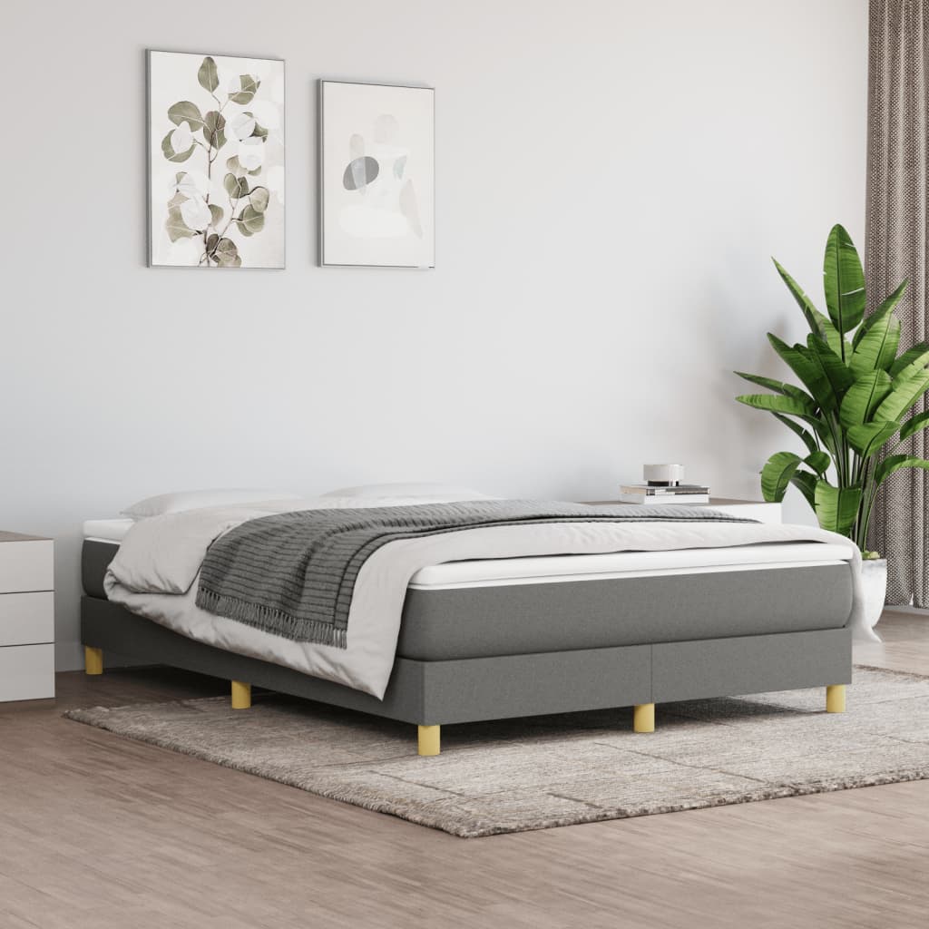 Box Spring Bed Frame Dark Grey Double Fabric (UK/IE/FI/NO only)