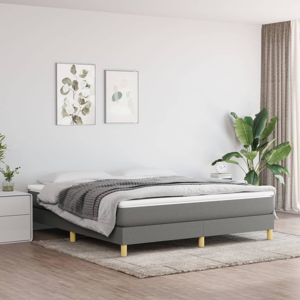 Box Spring Bed Frame Dark Grey Super King Fabric (UK/IE/FI/NO only)