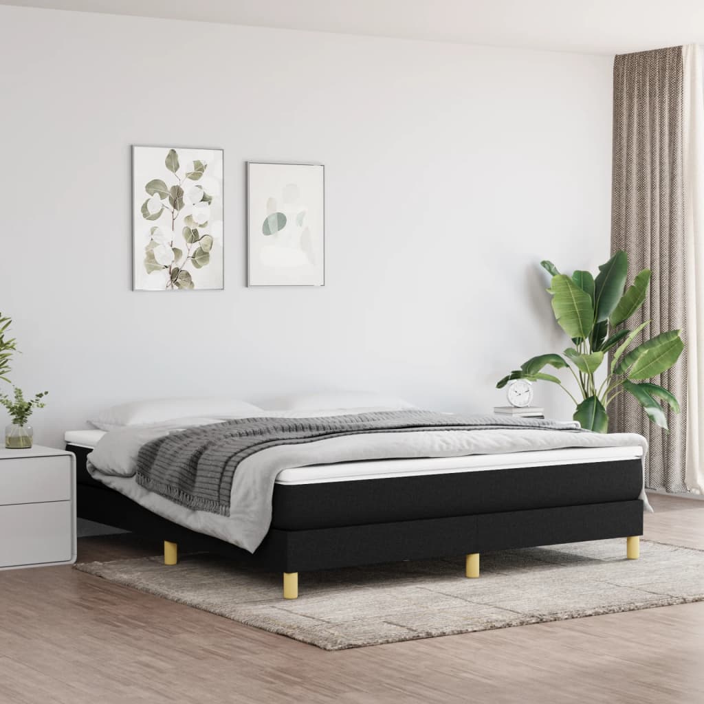 Box Spring Bed Frame Black Super King Fabric (UK/IE/FI/NO only)