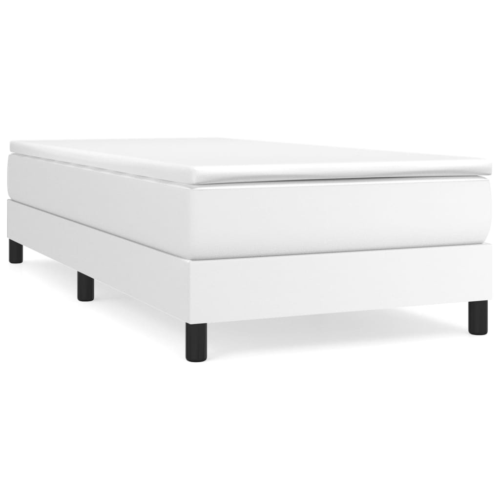 Box Spring Bed Frame White Single Faux Leather (UK/IE/FI/NO only)
