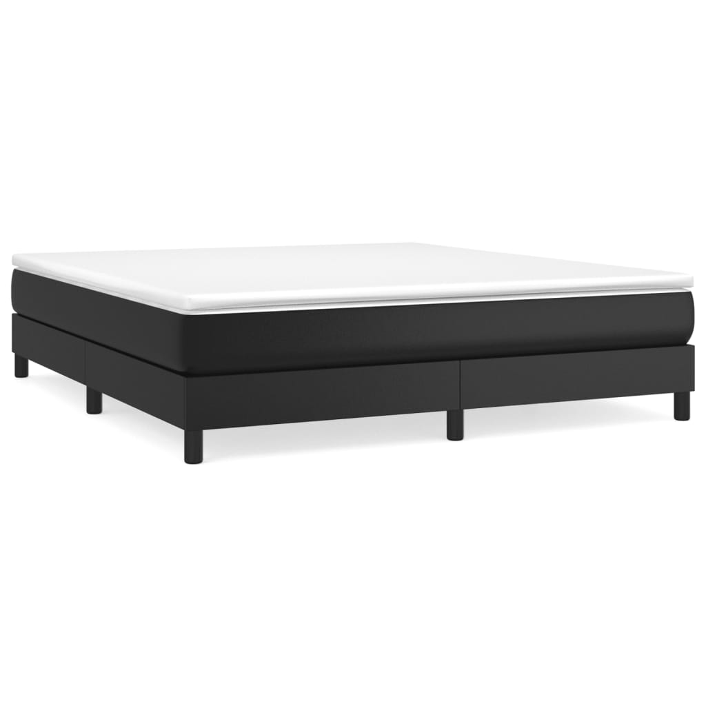 Box Spring Bed Frame Black Super King Faux Leather (UK/IE/FI/NO only)