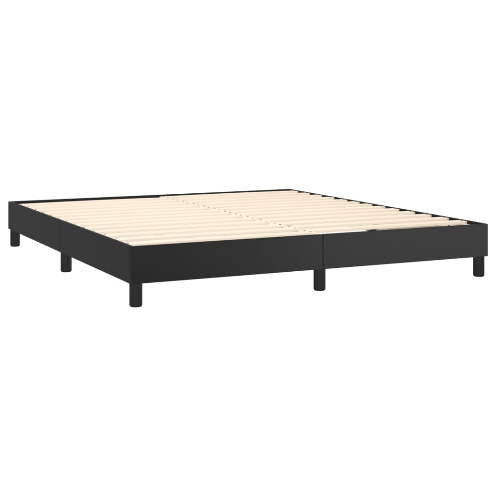 Box Spring Bed Frame Black Super King Faux Leather (UK/IE/FI/NO only)