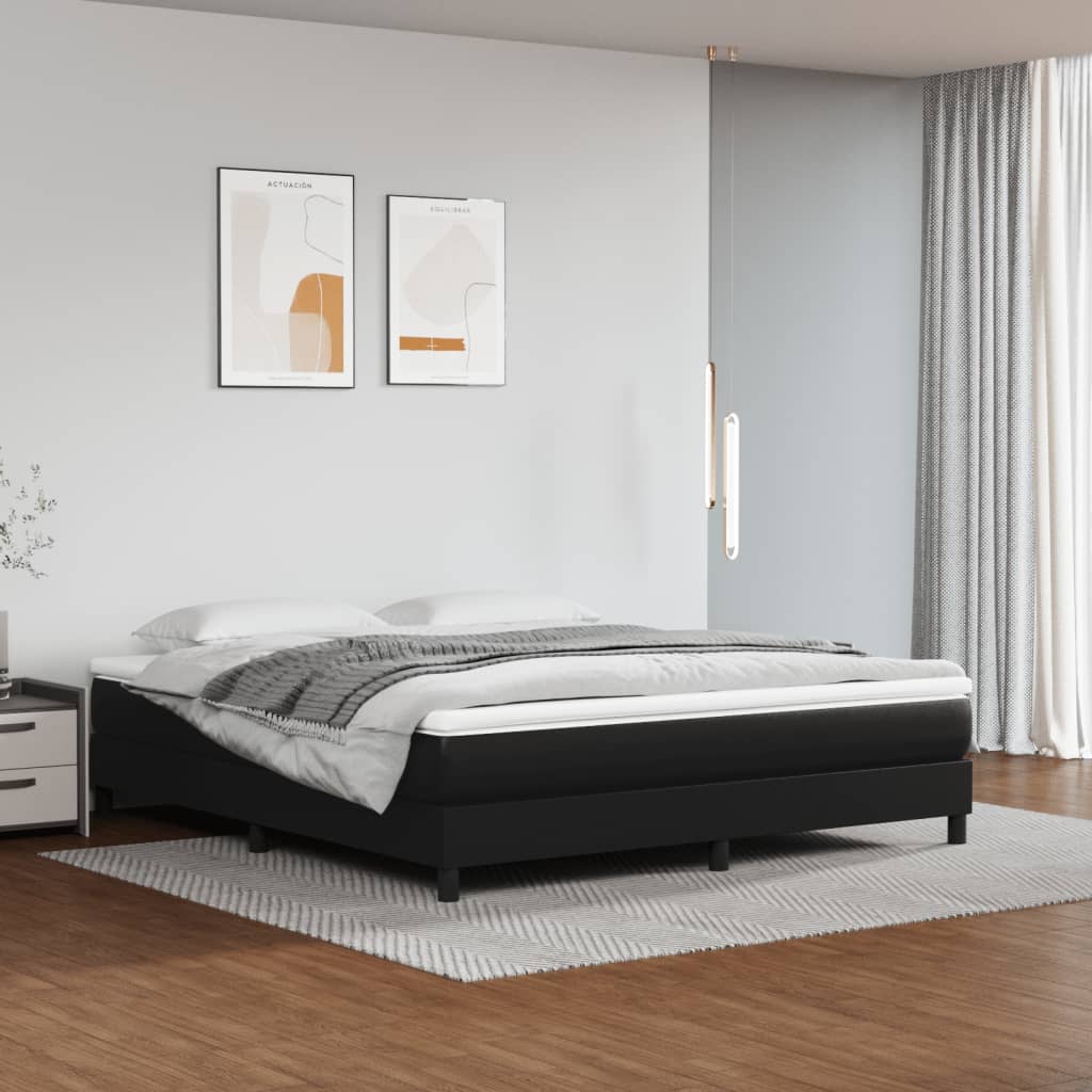 Box Spring Bed Frame Black Super King Faux Leather (UK/IE/FI/NO only)