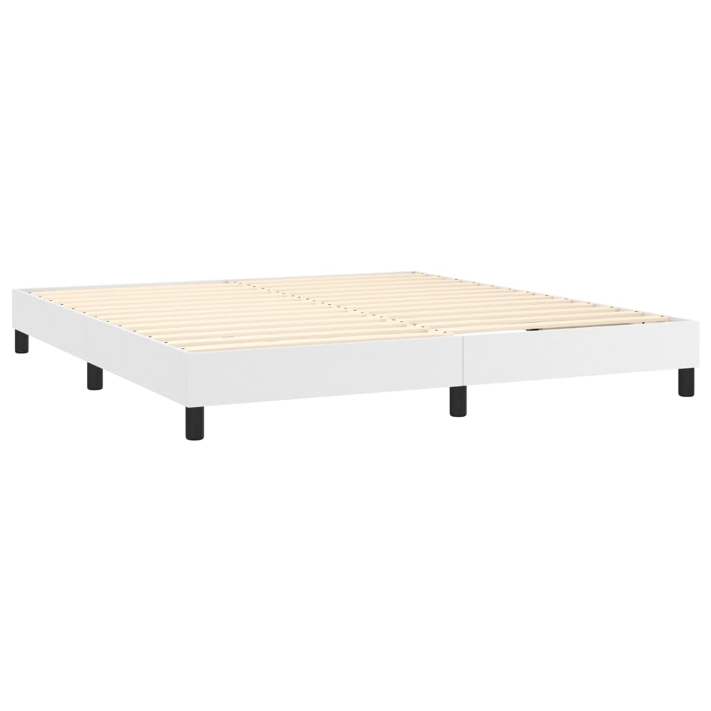 Box Spring Bed Frame White Super King Faux Leather (UK/IE/FI/NO only)