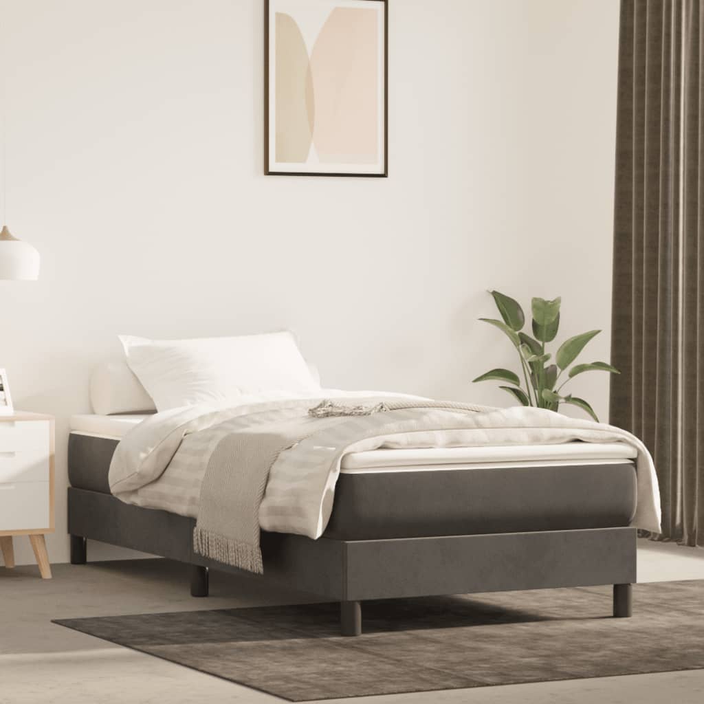 Box Spring Bed Frame Dark Grey Single Velvet (UK/IE/FI/NO only)