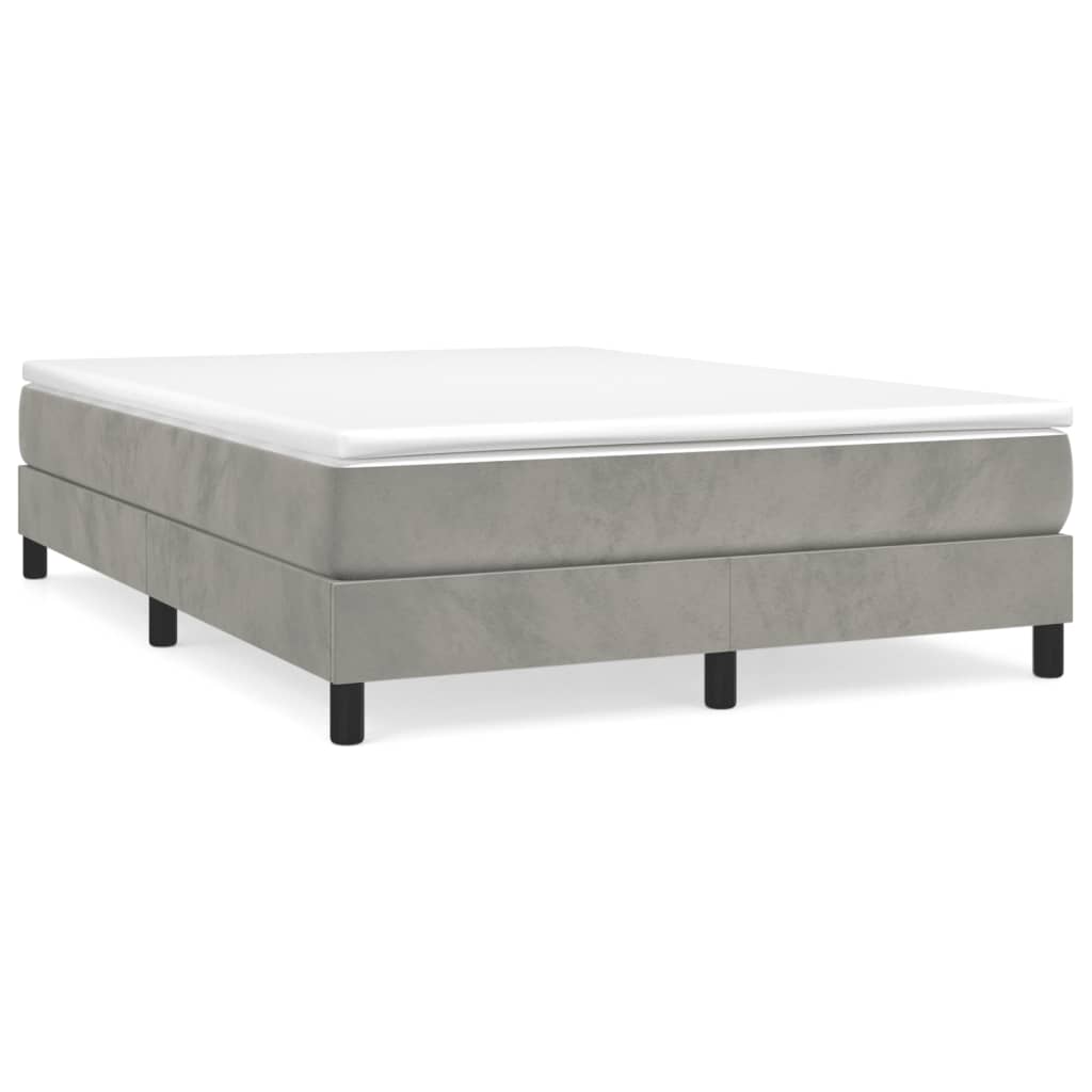 Box Spring Bed Frame Light Grey Double Velvet (UK/IE/FI/NO only)