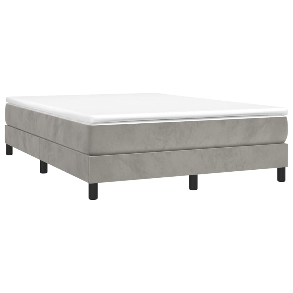 Box Spring Bed Frame Light Grey Double Velvet (UK/IE/FI/NO only)