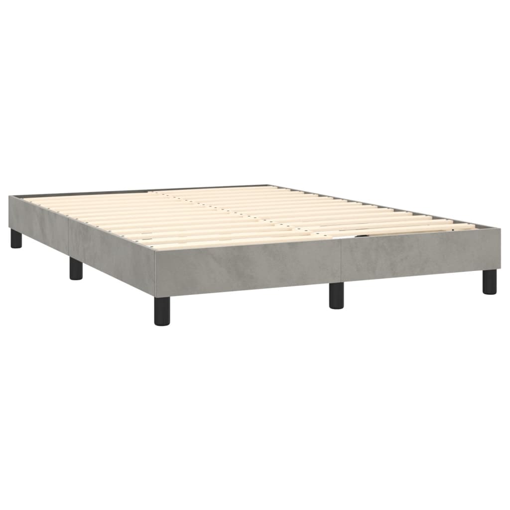 Box Spring Bed Frame Light Grey Double Velvet (UK/IE/FI/NO only)