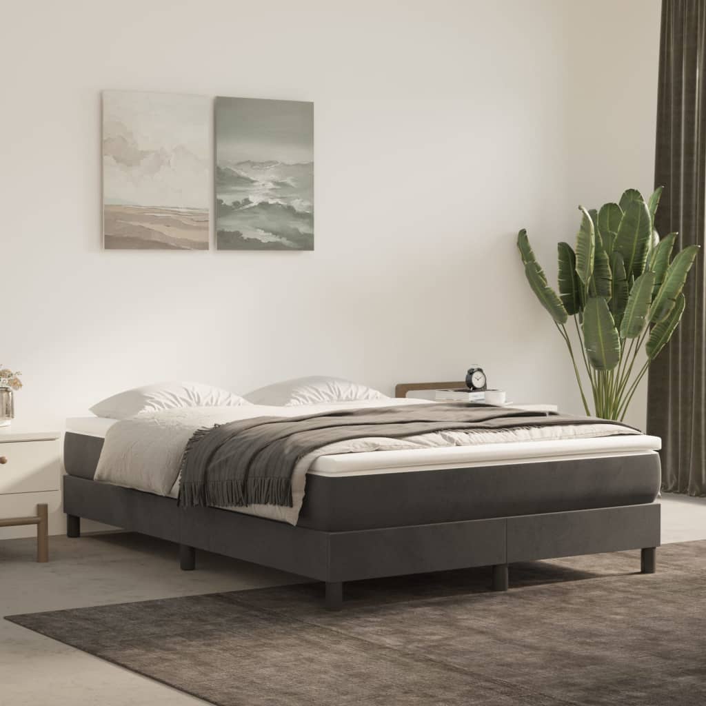 Box Spring Bed Frame Dark Grey Double Velvet (UK/IE/FI/NO only)