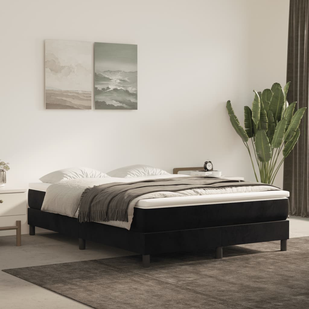 Box Spring Bed Frame Black Double Velvet (UK/IE/FI/NO only)