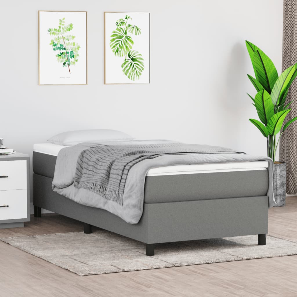 vidaXL Bed Frame without Mattress Dark Grey Single Fabric (UK/IE/FI/NO only)