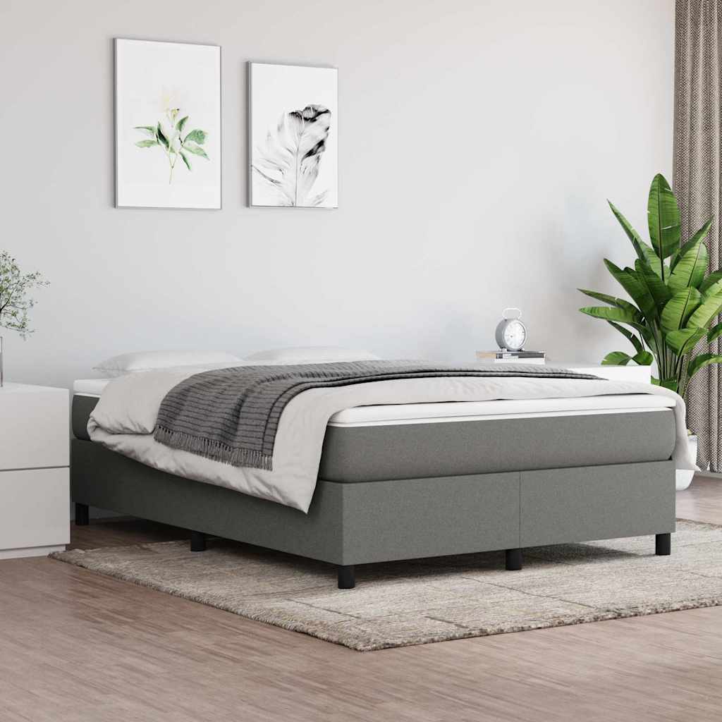 Box Spring Bed Frame Dark Grey Double Fabric (UK/IE/FI/NO only)