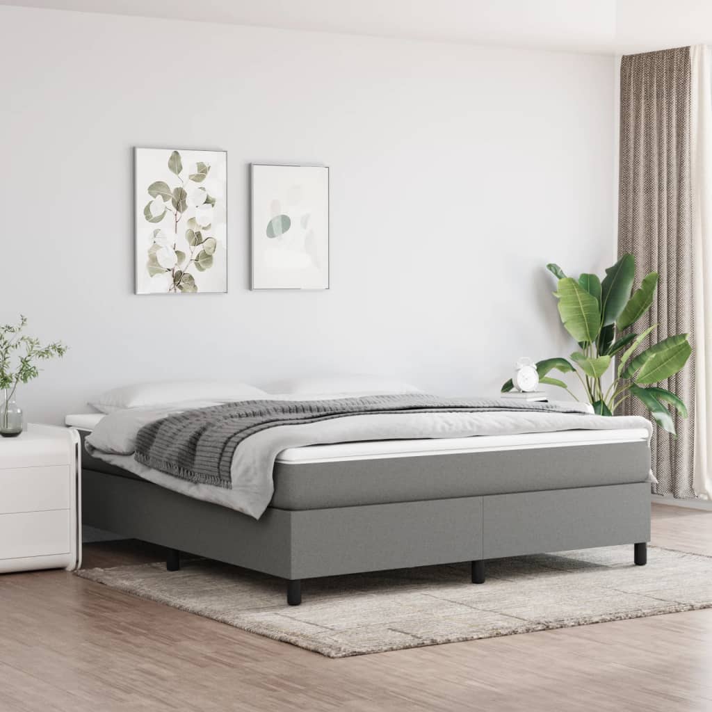 Box Spring Bed Frame Dark Grey Super King Fabric (UK/IE/FI/NO only)