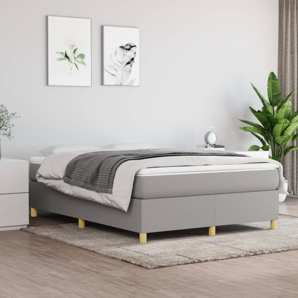 Box Spring Bed Frame Light Grey Double Fabric (UK/IE/FI/NO only)