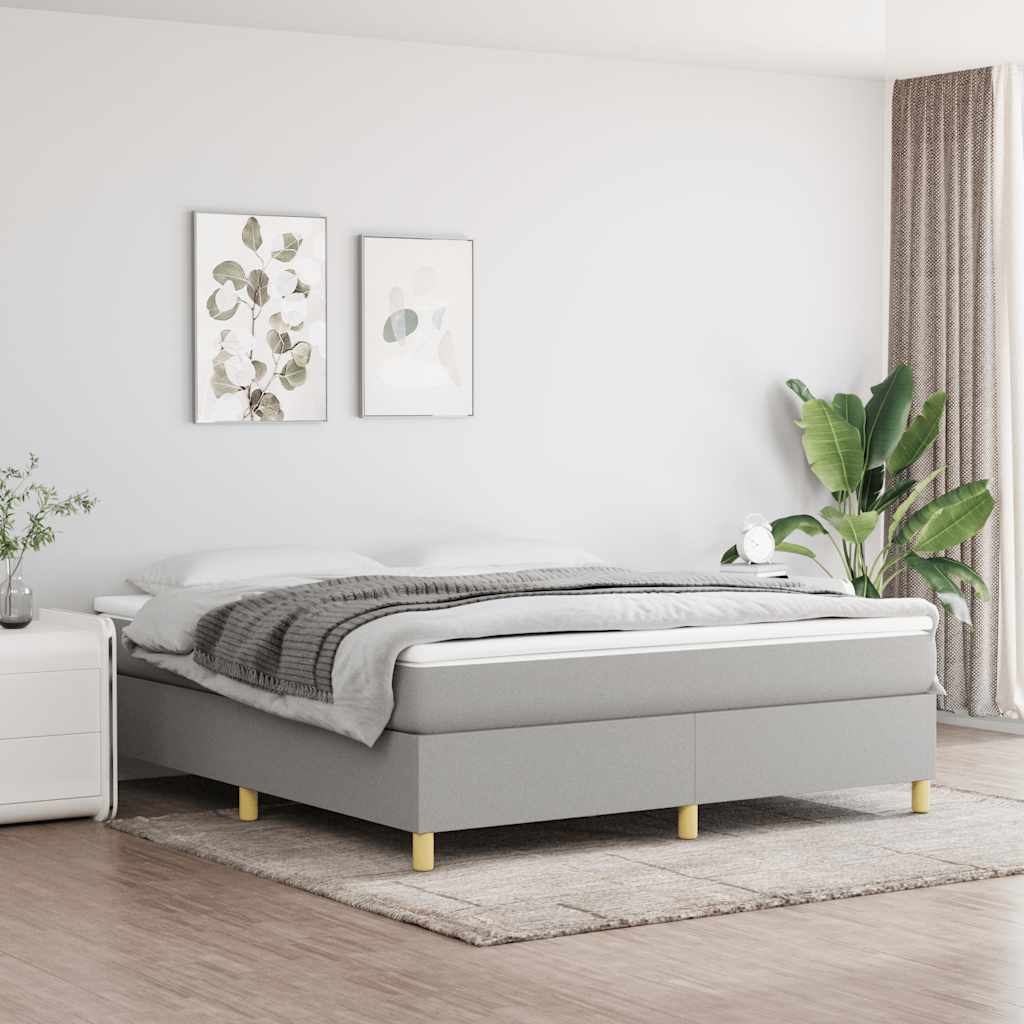 Box Spring Bed Frame Light Grey Super King Fabric (UK/IE/FI/NO only)