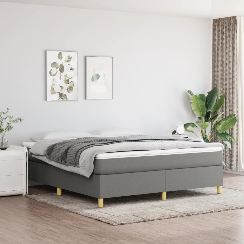 Box Spring Bed Frame Dark Grey Super King Fabric (UK/IE/FI/NO only)