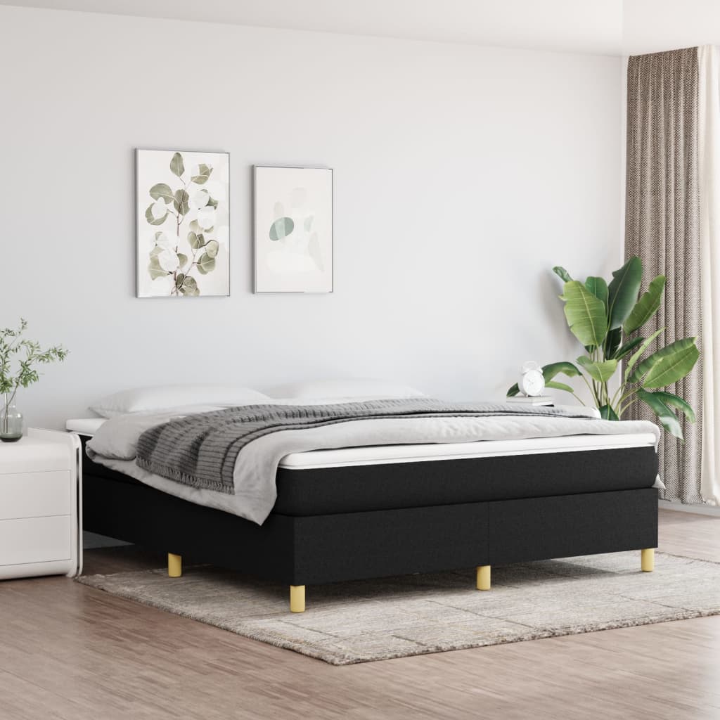 Box Spring Bed Frame Black Super King Fabric (UK/IE/FI/NO only)