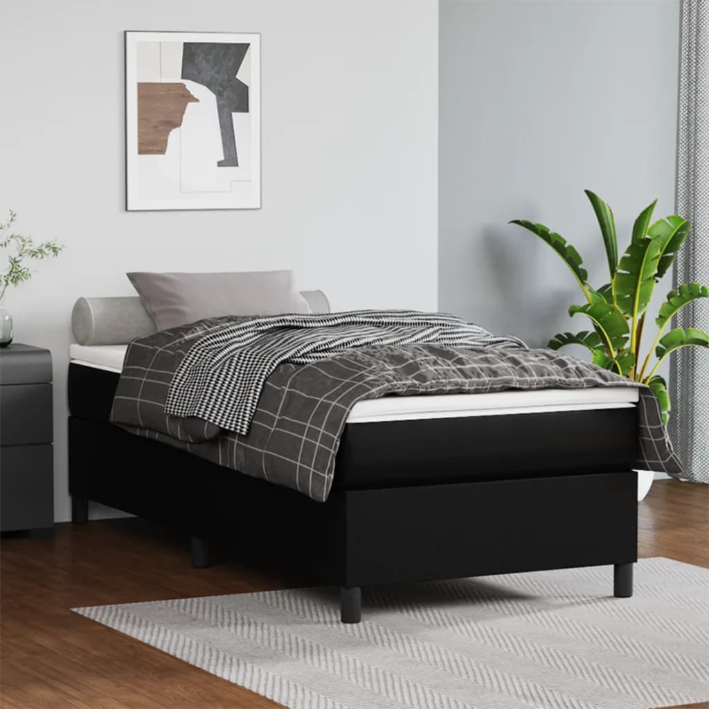 Box Spring Bed Frame Black Single Faux Leather (UK/IE/FI/NO only)