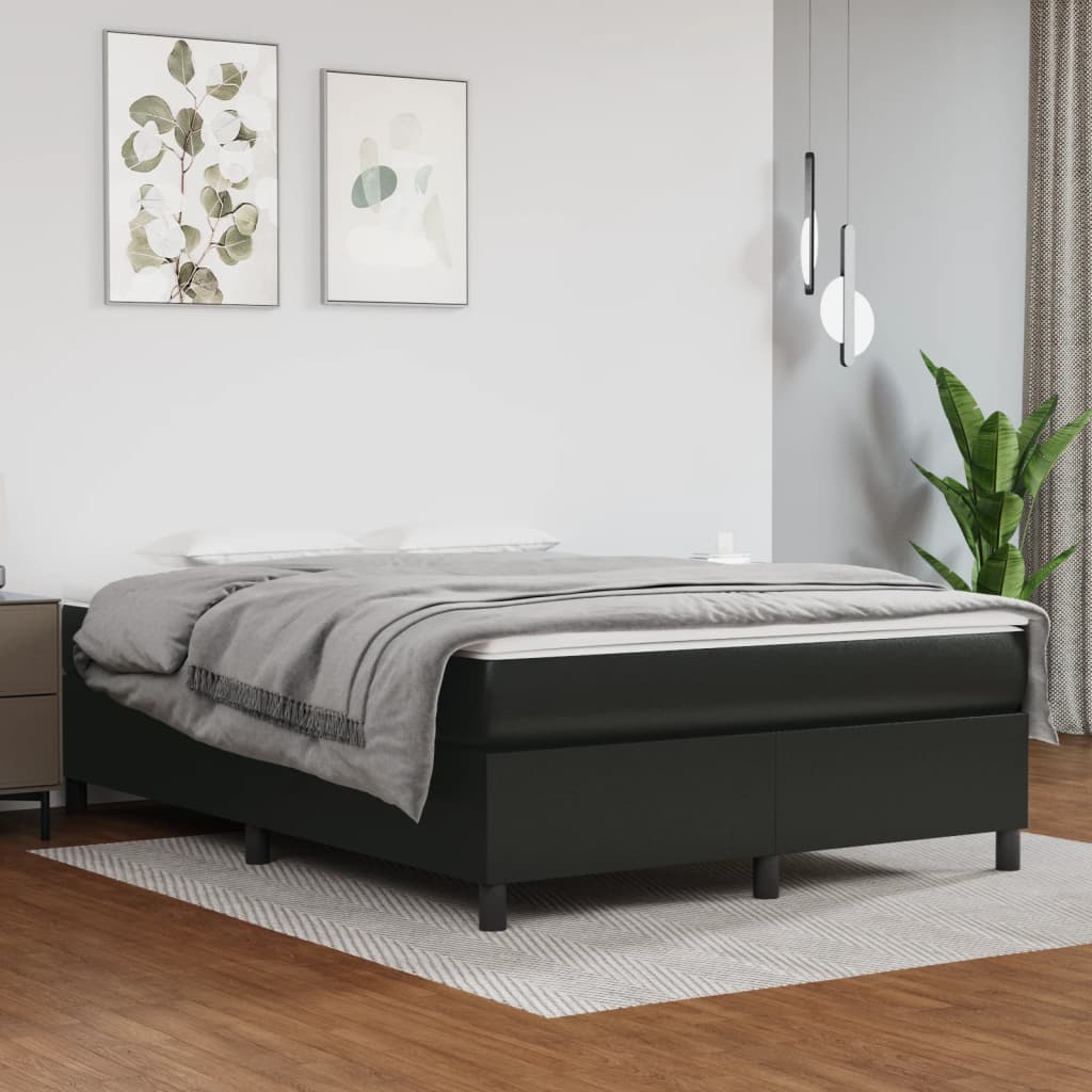 Box Spring Bed Frame Black Double Faux Leather (UK/IE/FI/NO only)