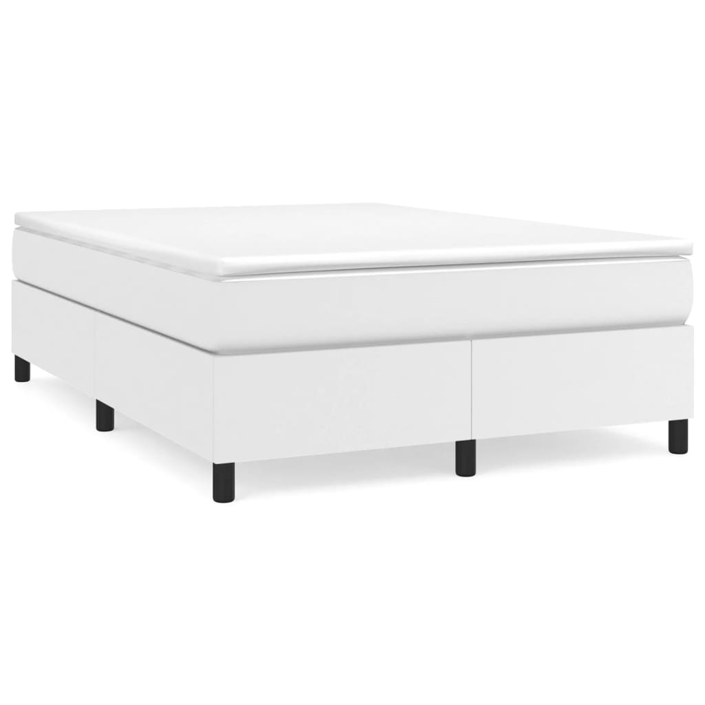 Box Spring Bed Frame White Double Faux Leather (UK/IE/FI/NO only)