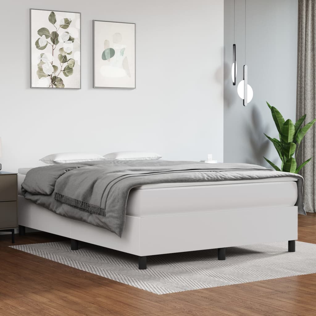 Box Spring Bed Frame White Double Faux Leather (UK/IE/FI/NO only)