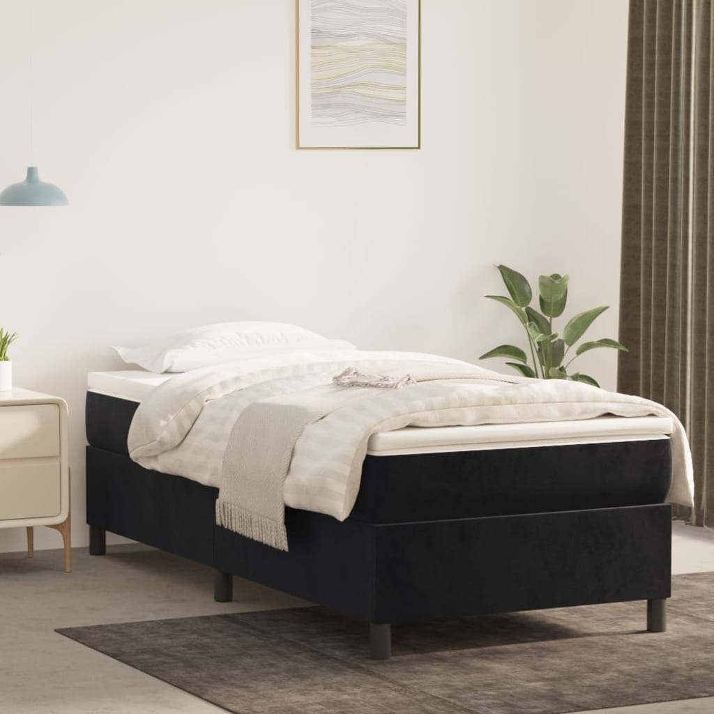 Box Spring Bed Frame Black Single Velvet (UK/IE/FI/NO only)