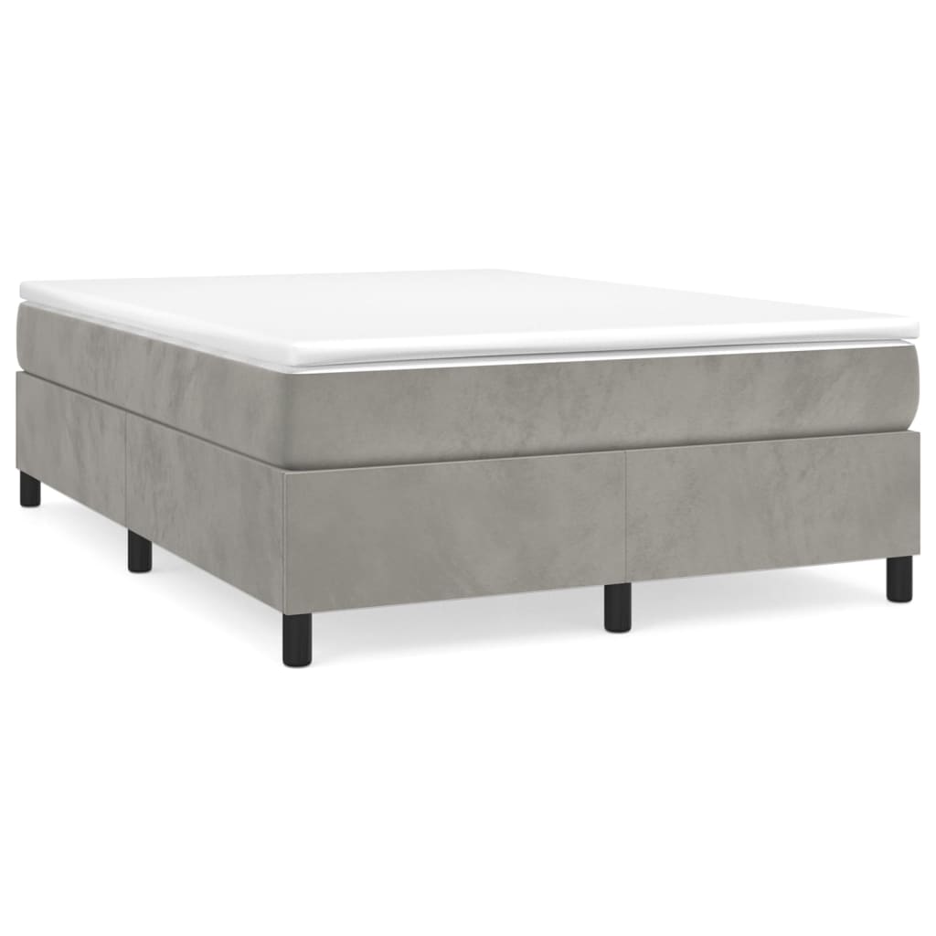 Box Spring Bed Frame Light Grey Double Velvet (UK/IE/FI/NO only)