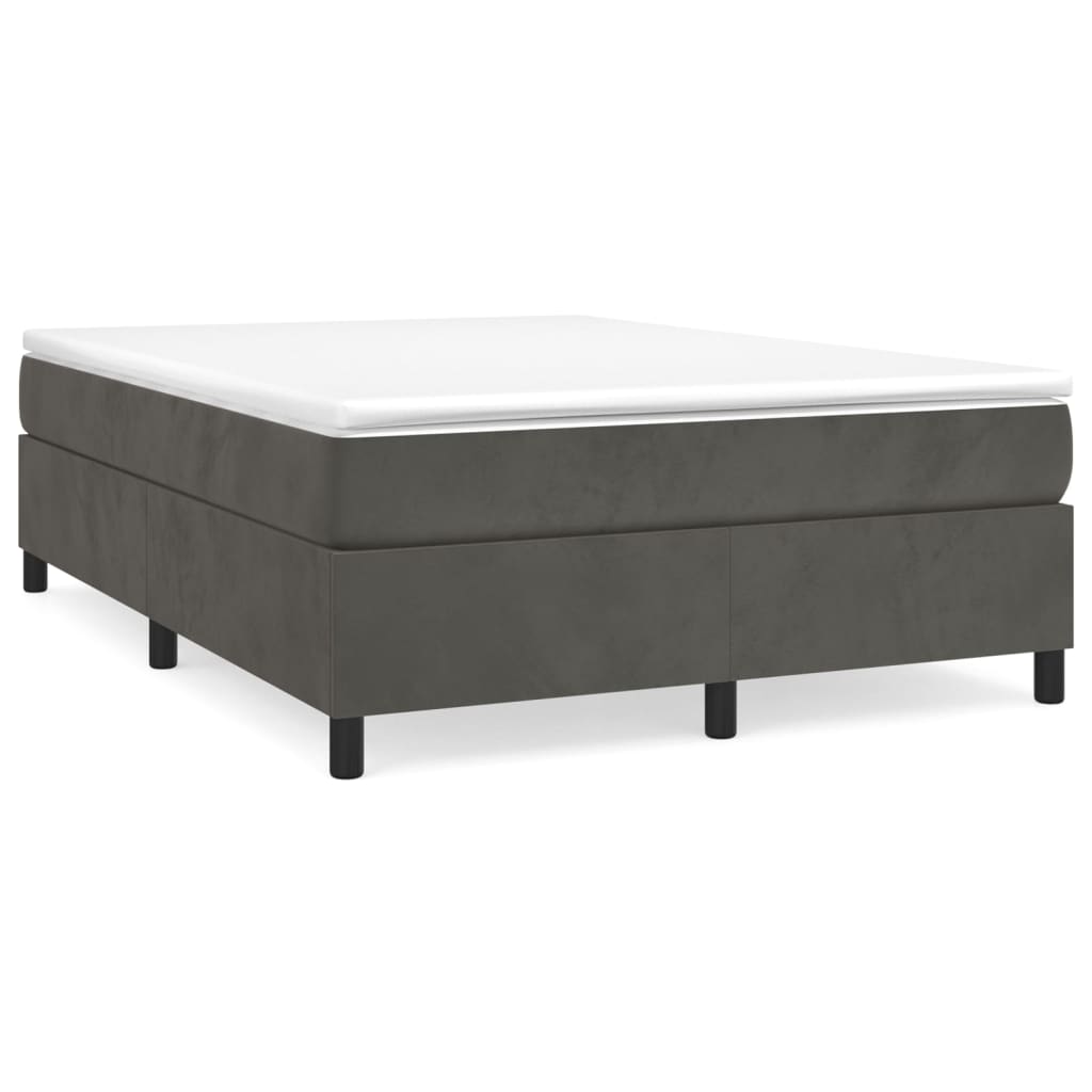 Box Spring Bed Frame Dark Grey Double Velvet (UK/IE/FI/NO only)