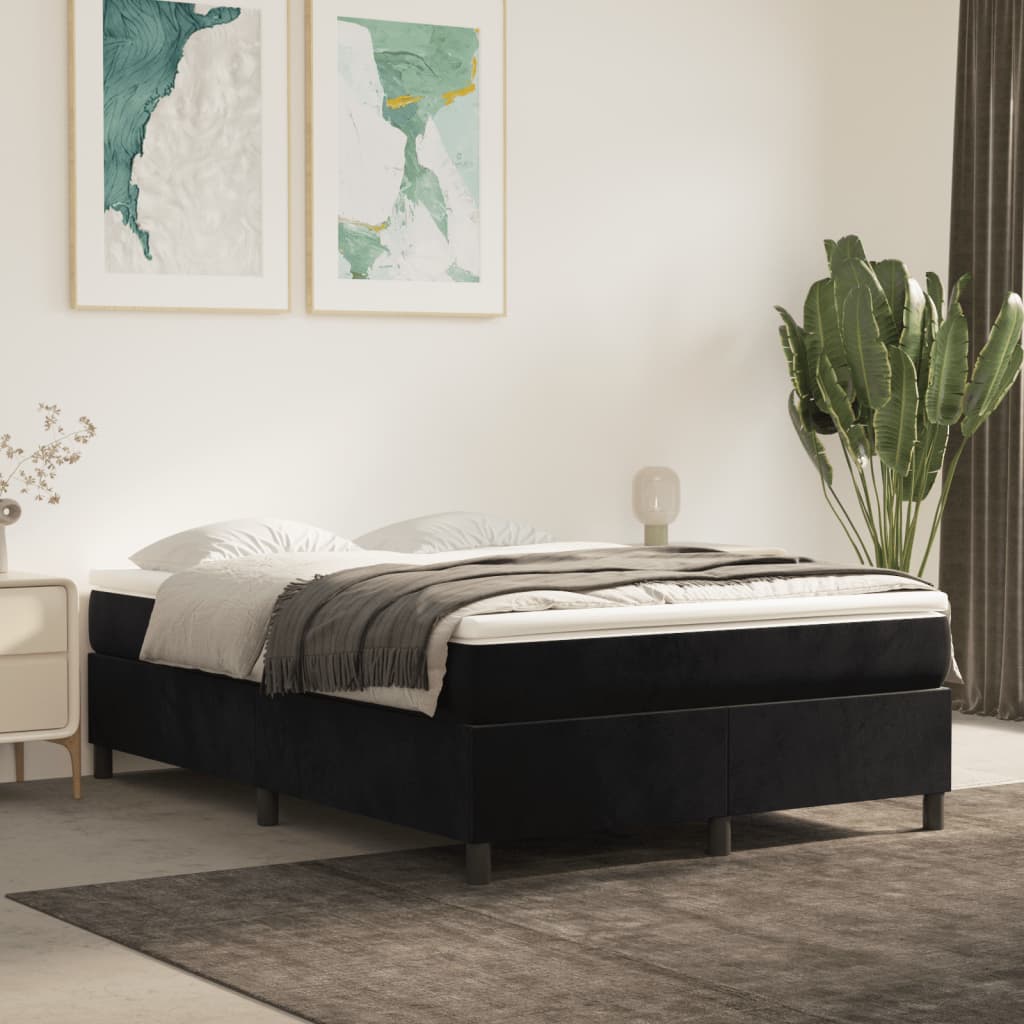 Box Spring Bed Frame Black Double Velvet (UK/IE/FI/NO only)