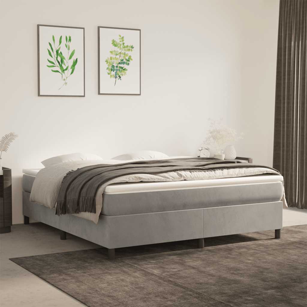 Box Spring Bed Frame Light Grey Super King Velvet (UK/IE/FI/NO only)