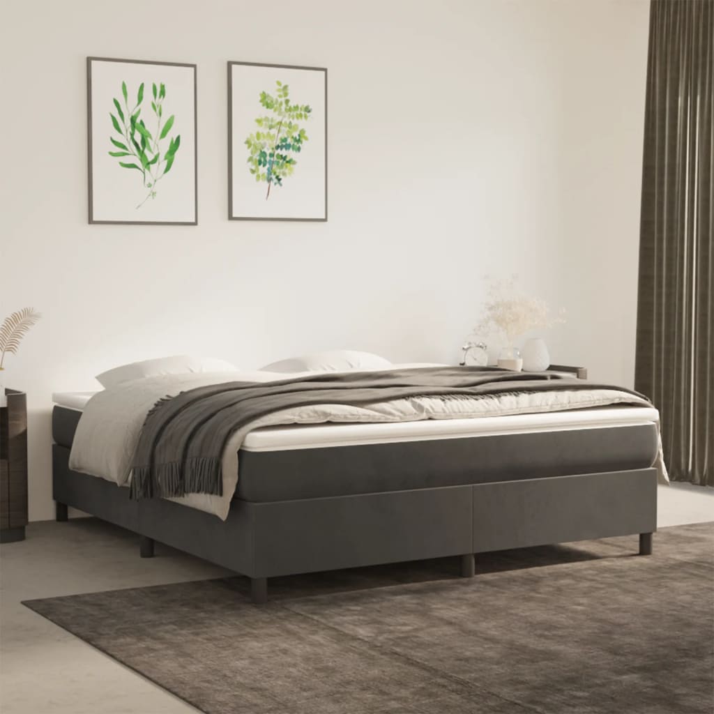 Box Spring Bed Frame Dark Grey Super King Velvet (UK/IE/FI/NO only)