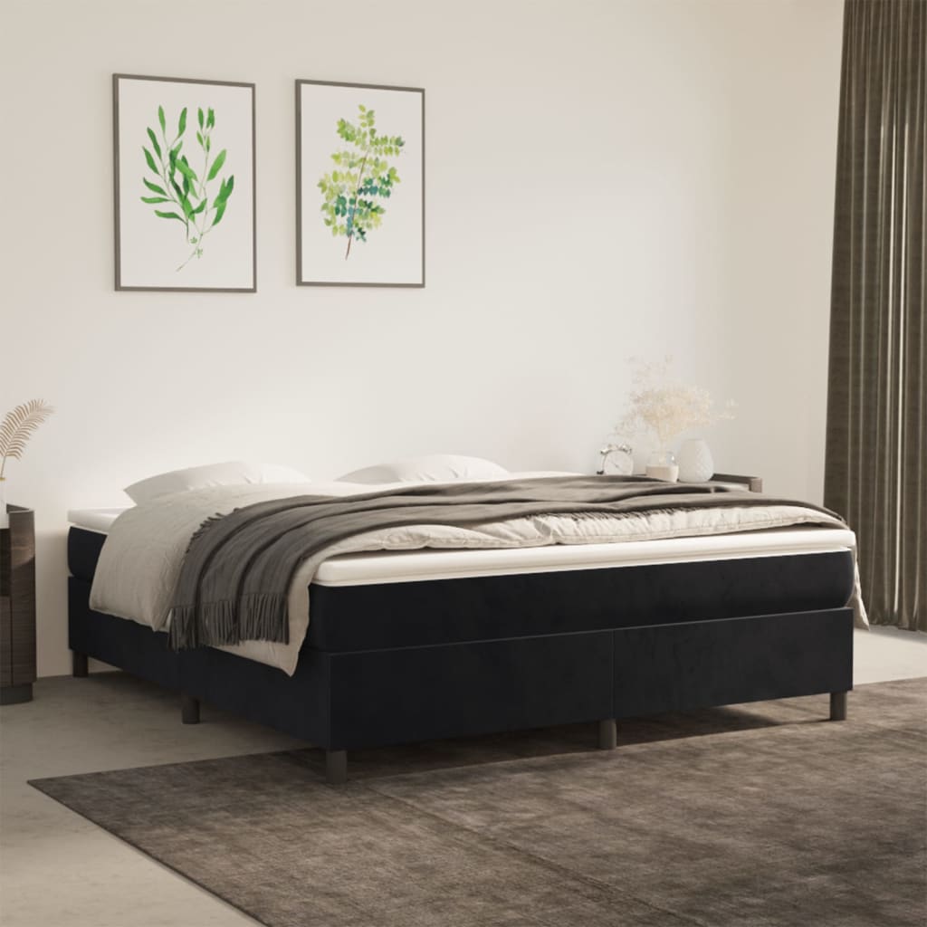 Box Spring Bed Frame Black Super King Velvet (UK/IE/FI/NO only)