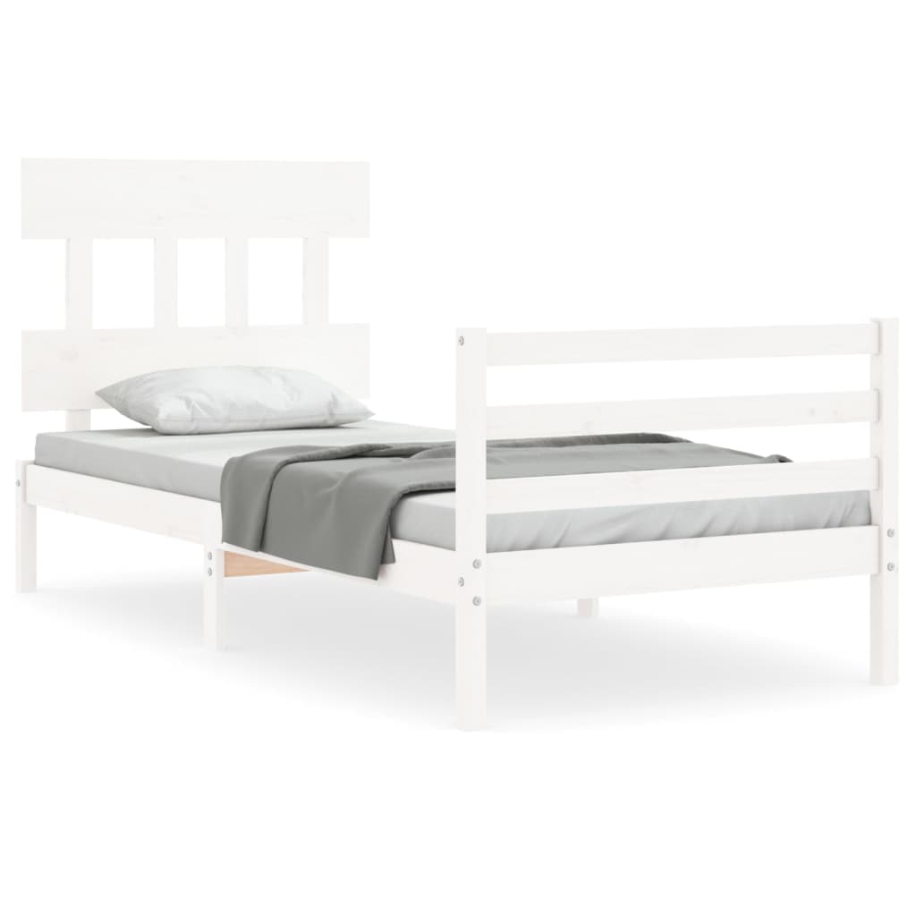 vidaXL Bed Frame without Mattress White Small Single Solid Wood