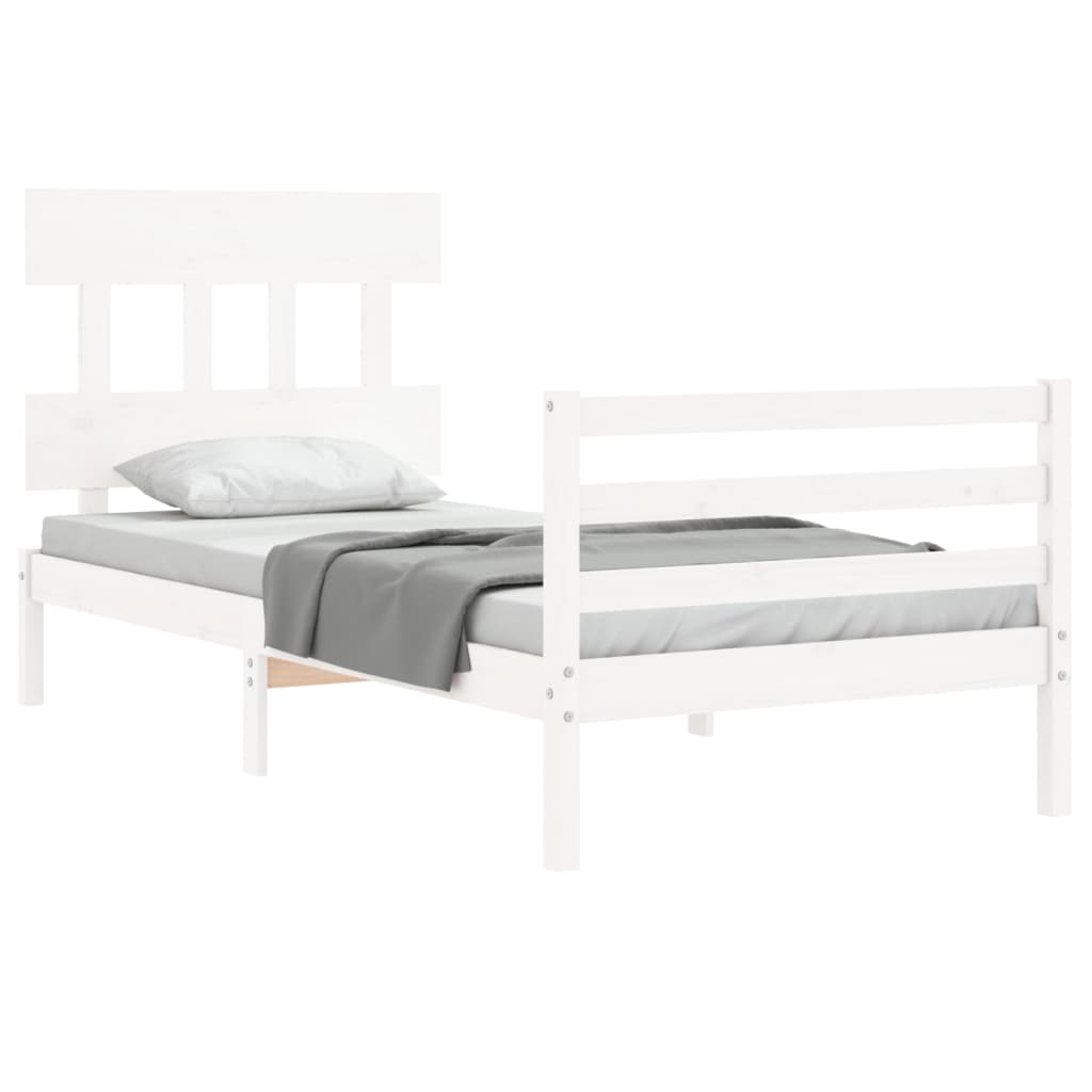 vidaXL Bed Frame without Mattress White Small Single Solid Wood