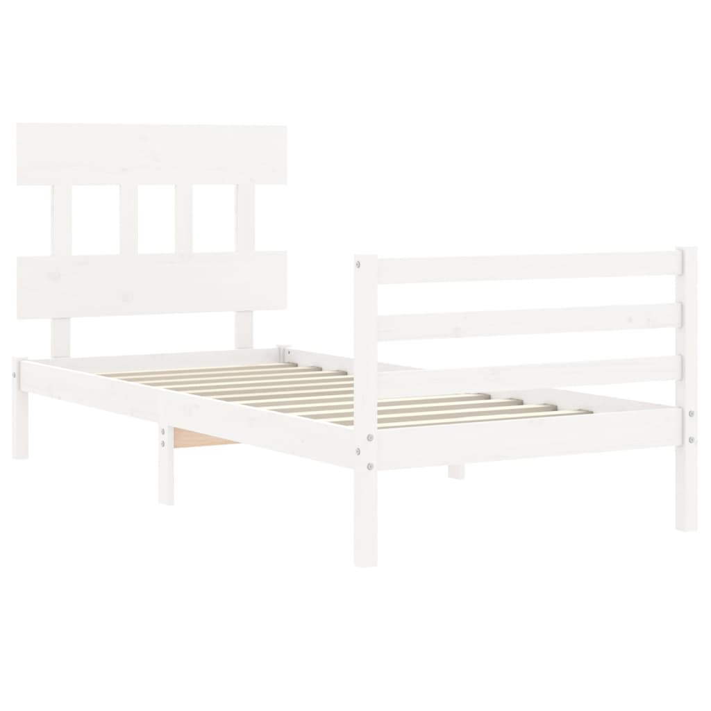 vidaXL Bed Frame without Mattress White Small Single Solid Wood