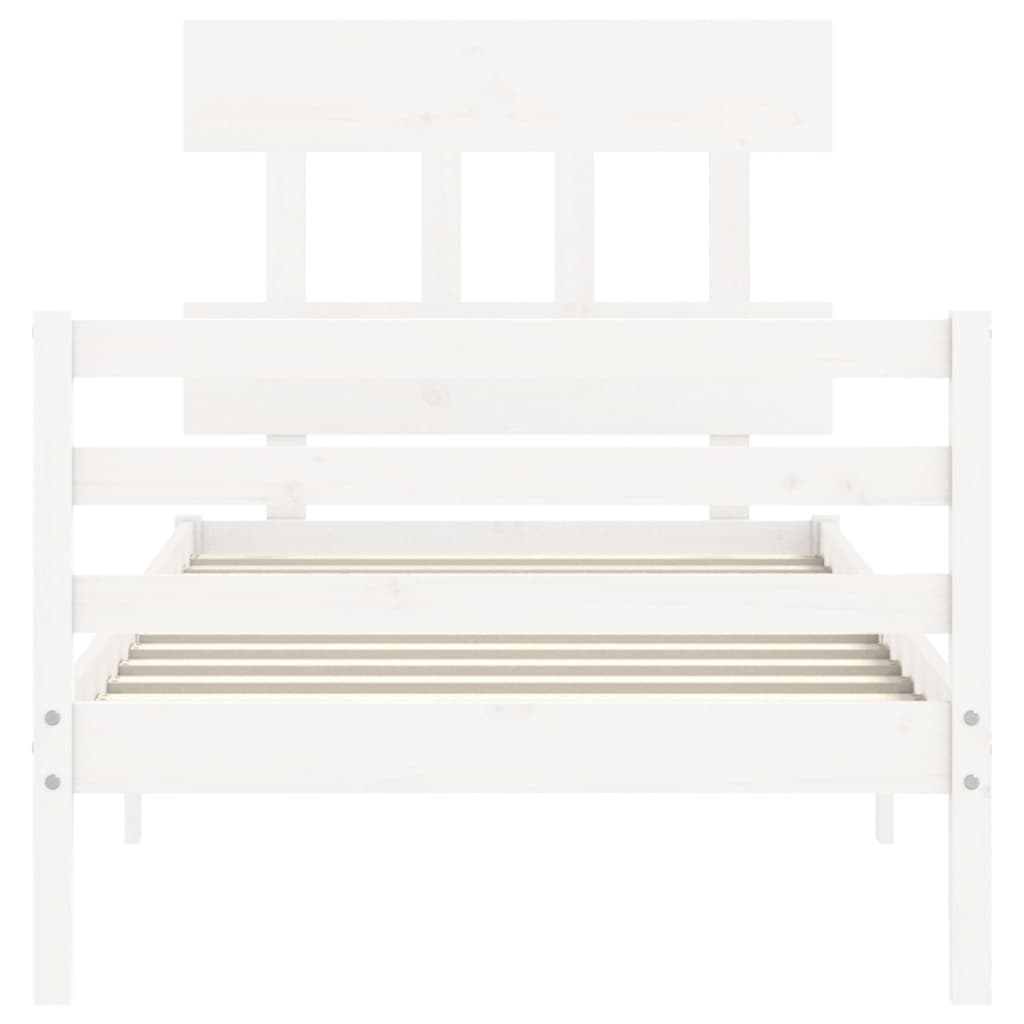 vidaXL Bed Frame without Mattress White Small Single Solid Wood