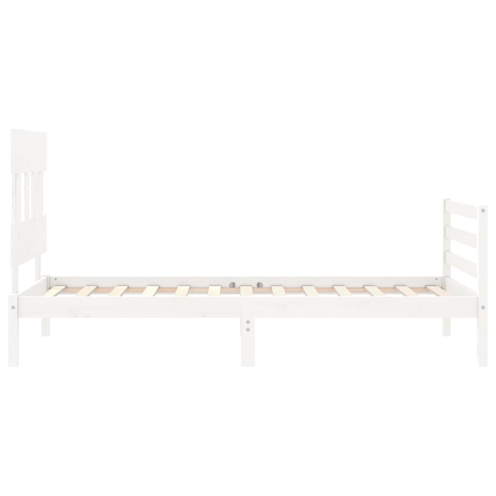 vidaXL Bed Frame without Mattress White Small Single Solid Wood