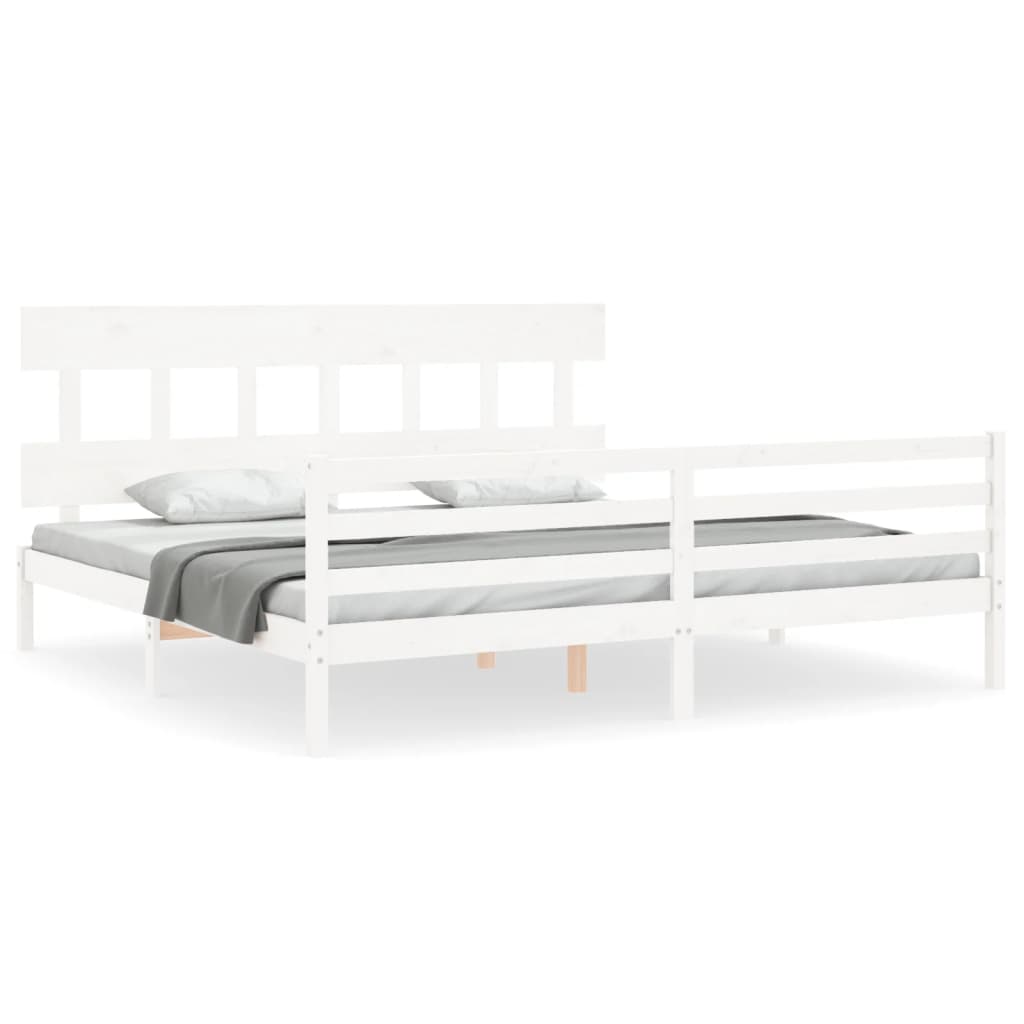 vidaXL Bed Frame without Mattress White Super King Size Solid Wood