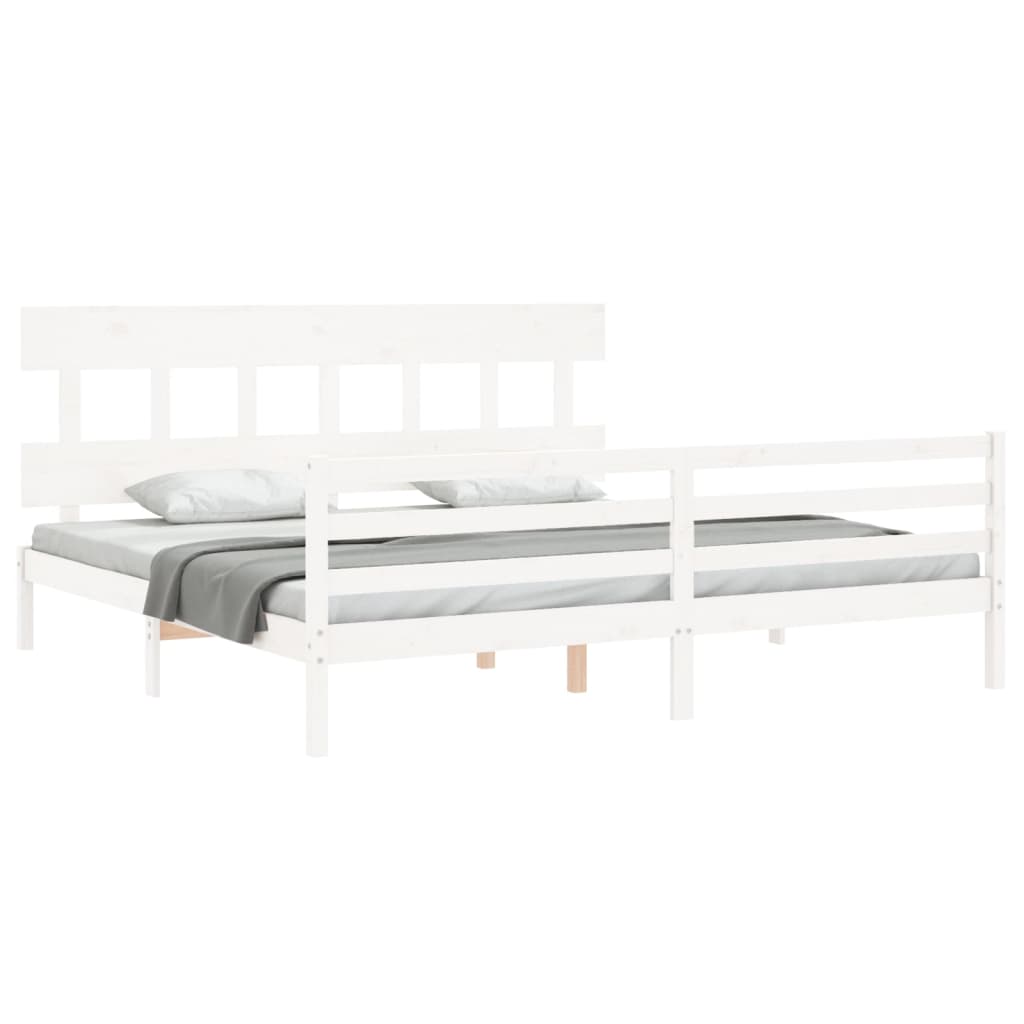 vidaXL Bed Frame without Mattress White Super King Size Solid Wood