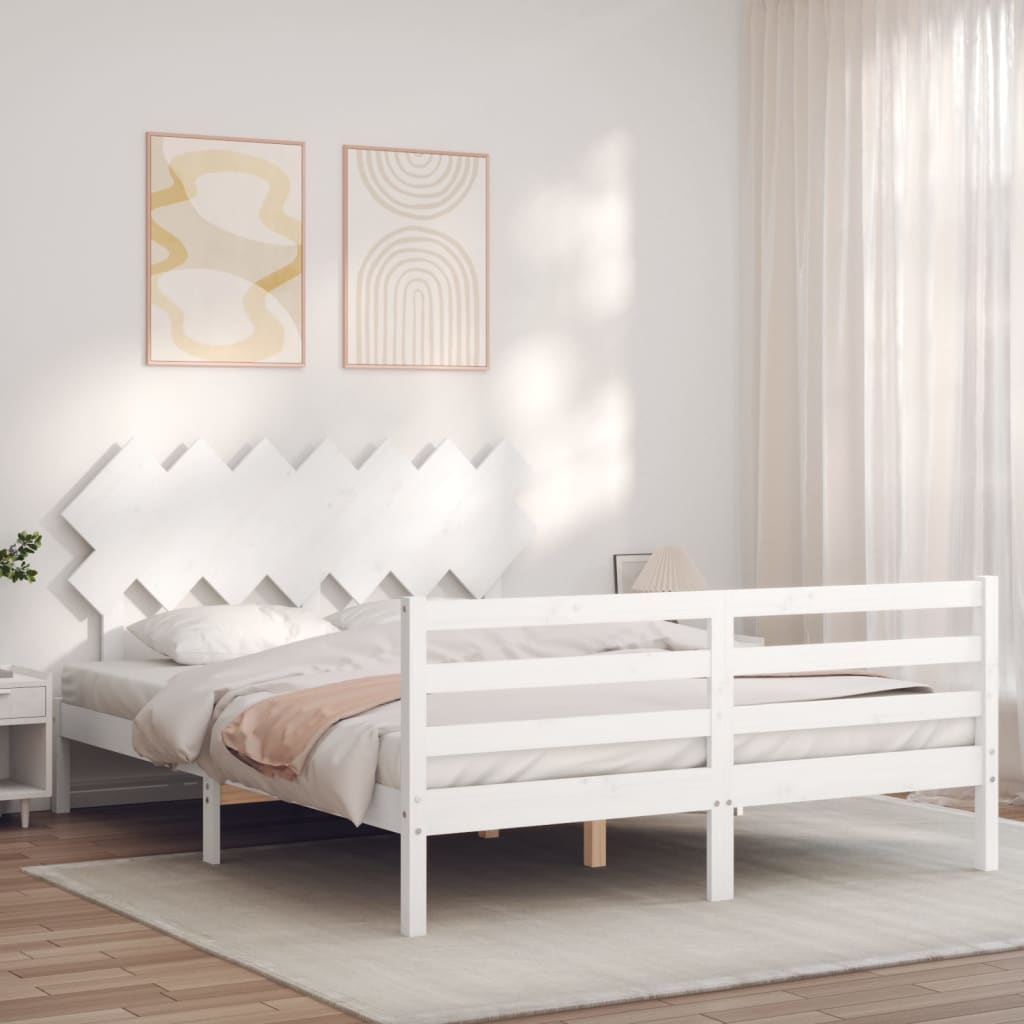 vidaXL Bed Frame without Mattress White 140x190 cm Solid Wood