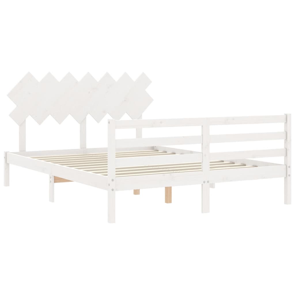 vidaXL Bed Frame without Mattress White 140x190 cm Solid Wood