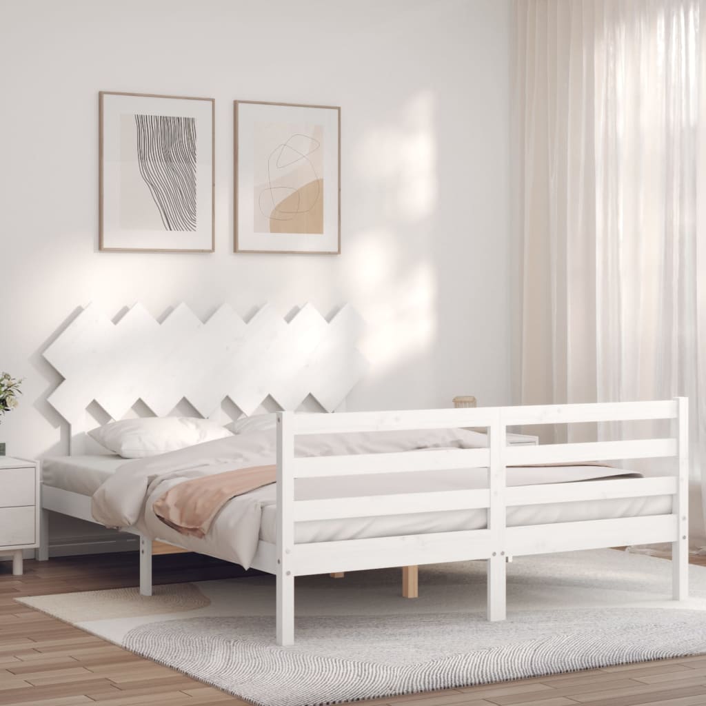 vidaXL Bed Frame without Mattress White 140x190 cm Solid Wood