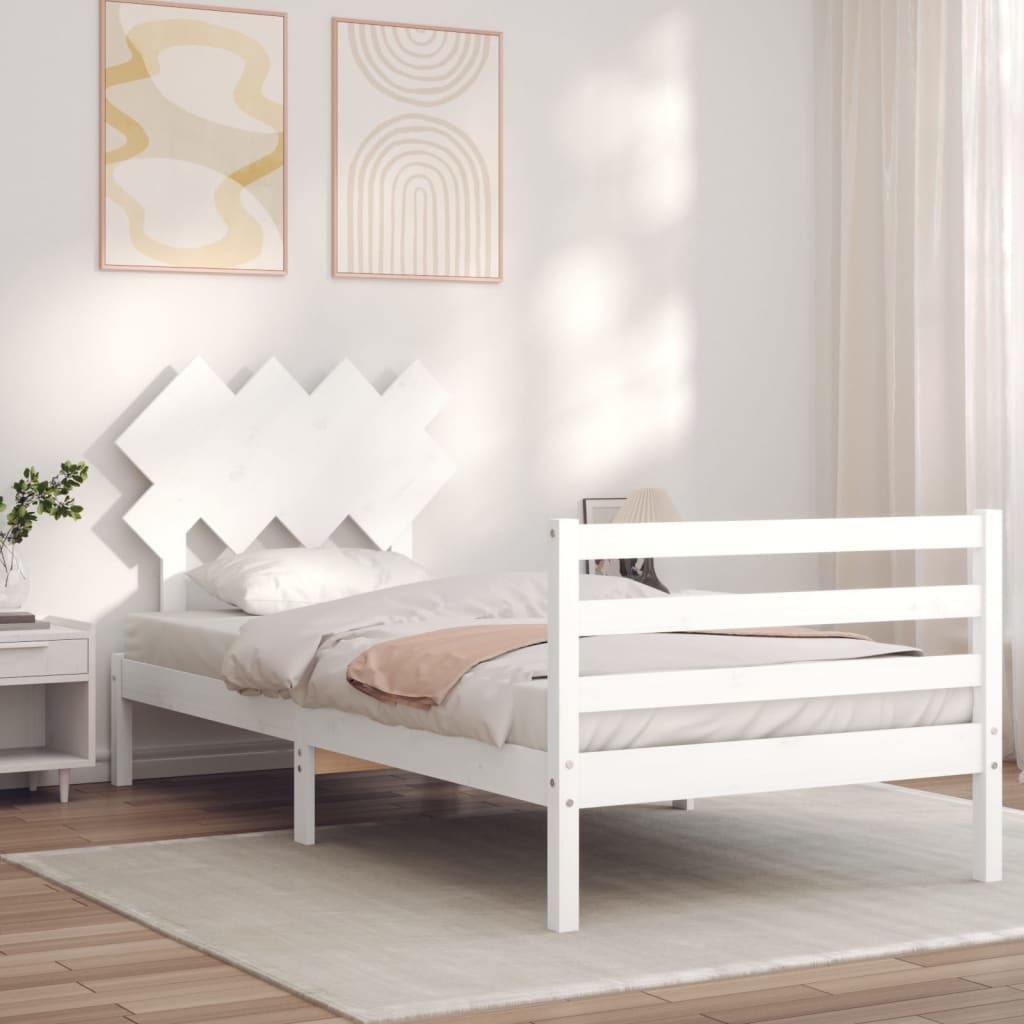 vidaXL Bed Frame without Mattress White 100x200 cm Solid Wood