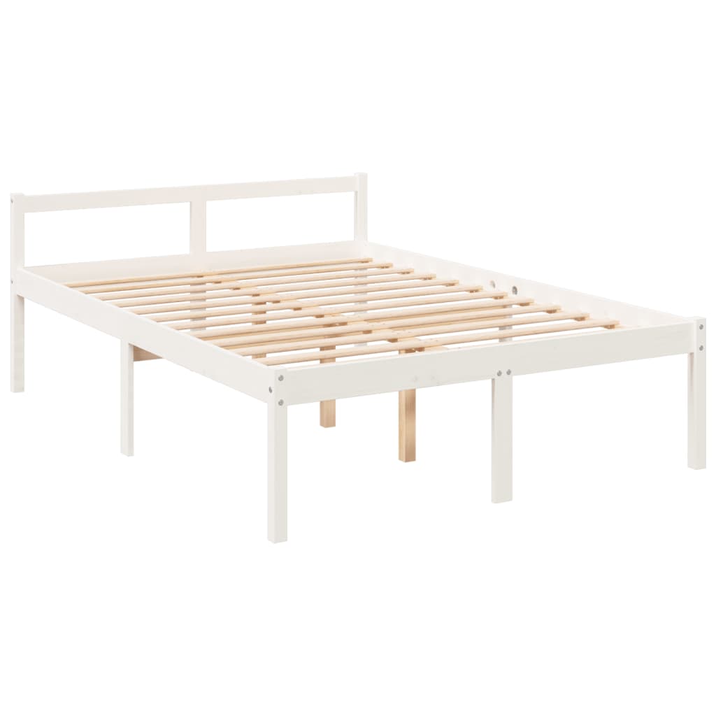 Senior Bed without Mattress White Small Double Solid Wood