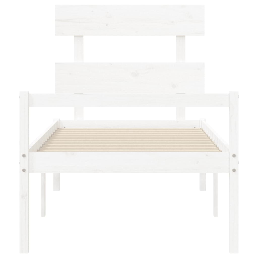 Senior Bed without Mattress White 90x200 cm Solid Wood