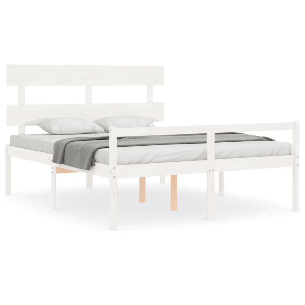 Senior Bed without Mattress White 160x200 cm Solid Wood