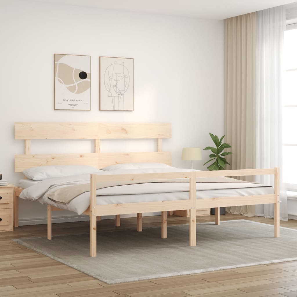 Senior Bed without Mattress Super King Size Solid Wood