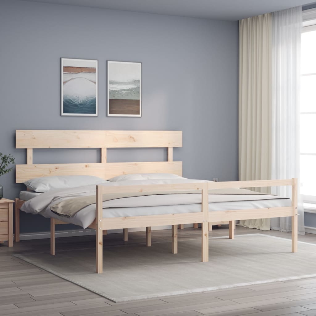 Senior Bed without Mattress Super King Size Solid Wood