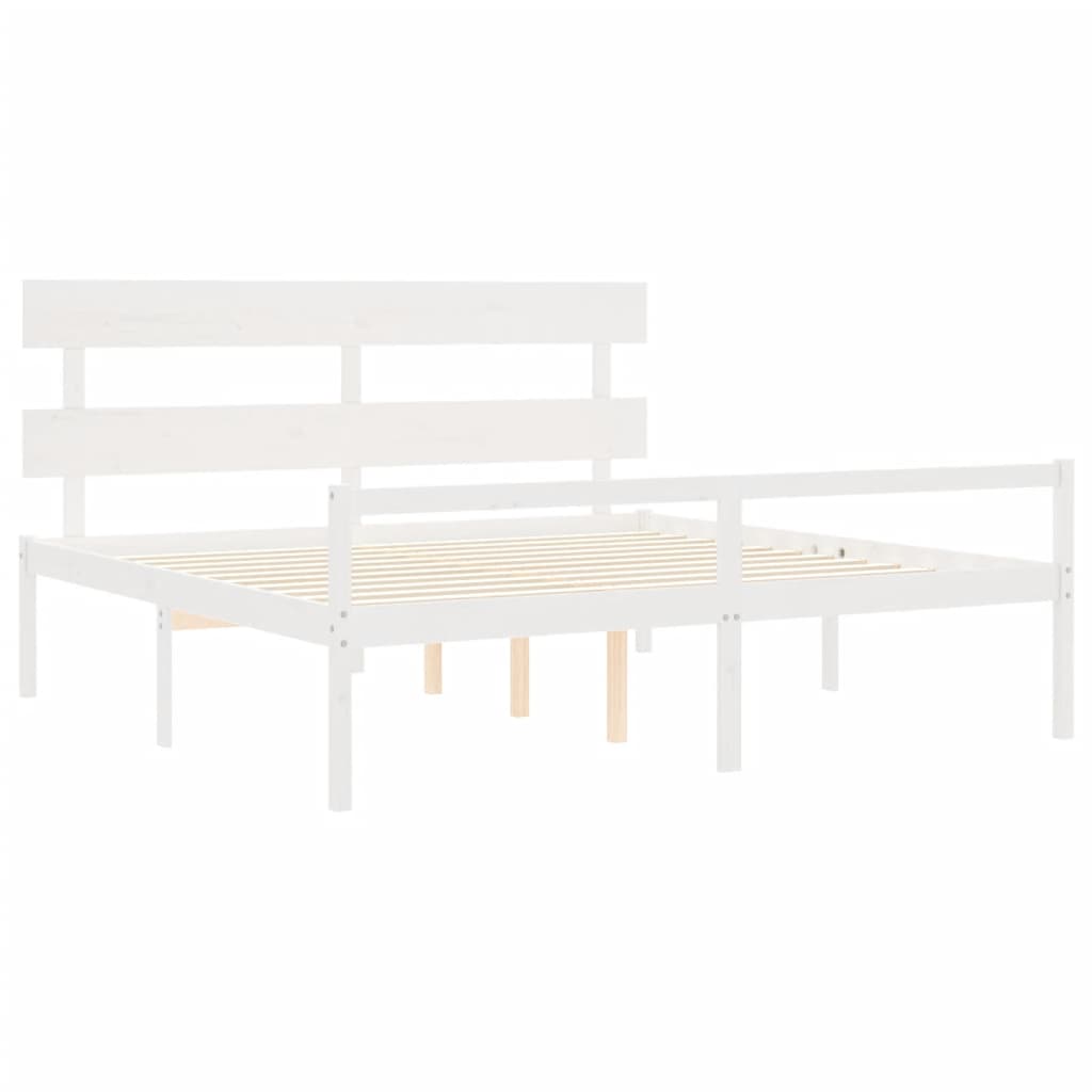 Senior Bed without Mattress White Super King Size Solid Wood